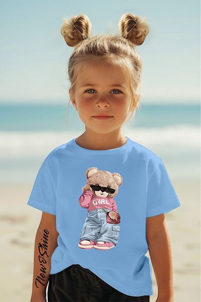New Shine TRIOC COOL GIRL BEAR IMPRIMAT OVERSIZE COPII