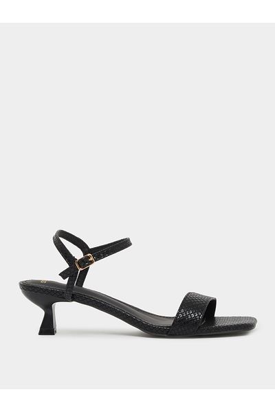 Styli Animal Textured Ankle Strap Kitten Heel Sandals