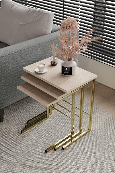 nakbird 3'lü Zigon Sehpa Kaplamalı Metal Ayaklı_Traverter