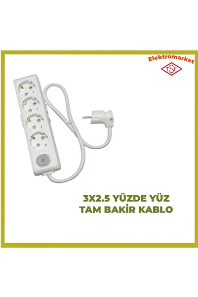 VİKO Multi-let 4 'lü 2 Metre Anahtarlı Topraklı Çocuk Korumalı (3x2.5 TTR TAM...