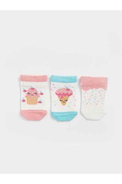 LC Waikiki Printed Baby Girl Booties Socks 3-Piece