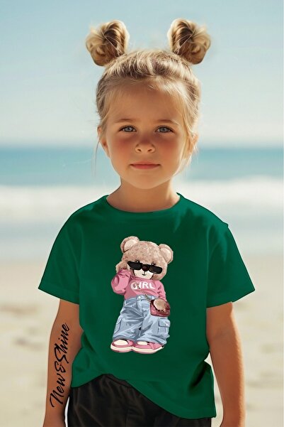 New Shine COOL GIRL BEAR T-SHIRT ZA DECU SA OTISKOM, VEĆA VELIČINA