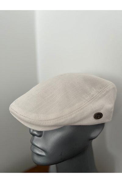 Butik Cream Summer Linen London Cap with Elastic Back