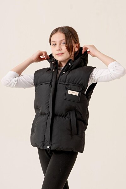 ASYAKİDS CLUB Kız Çocuk Kapüşonlu Cepli Astarlı Mevsimlik Şişme Yelek