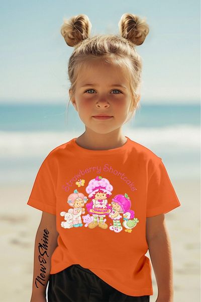 New Shine Strawberry Girl Strawberry Girl Printed Oversized Children's T-Shirt