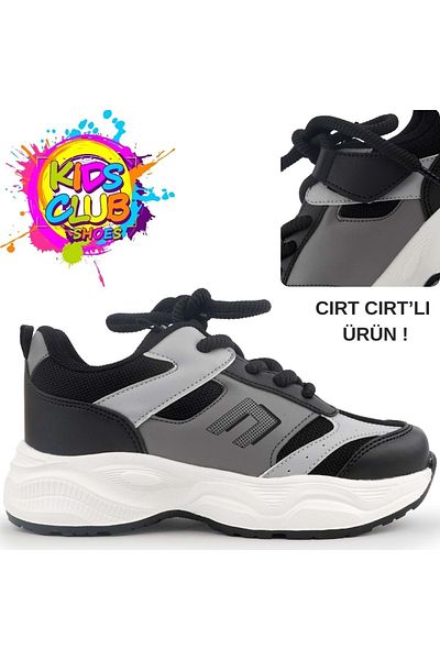 Kocamanlar Ayakkabı Cool Birian Lacing Look Velcro Sneaker Orthopedic Children's Sports Shoes Black