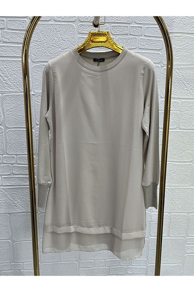 Zeynep Butik Süssü Lenjerie de corp din bumbac pieptănat din șifon cu mânecă lungă 89 cm 875 1622