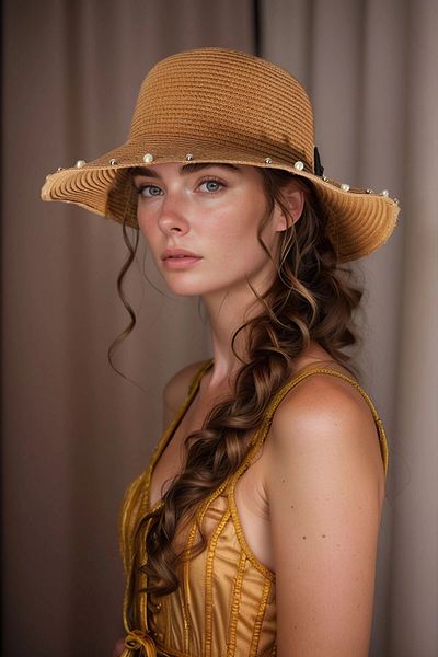 bacc Camel Bow Visor Pearl Straw Bucket Hat Bcnsv-2514629
