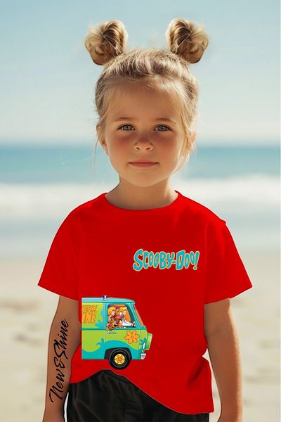 New Shine Scooby Doo Mini Bus Printed Oversize Children's T-Shirt
