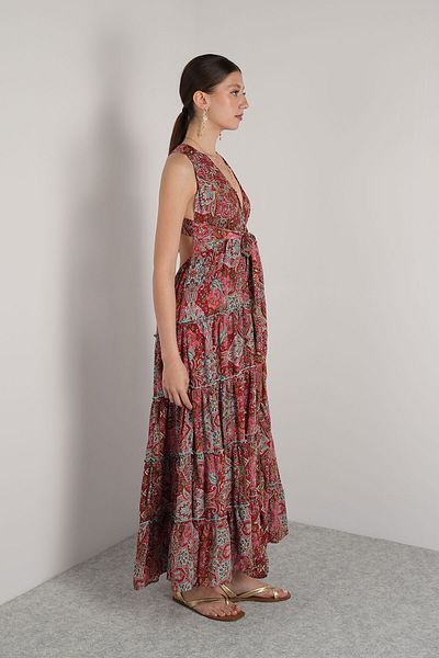 NAVAJO Indian Silk Unlined Backless Tie Front Dress Standard Size