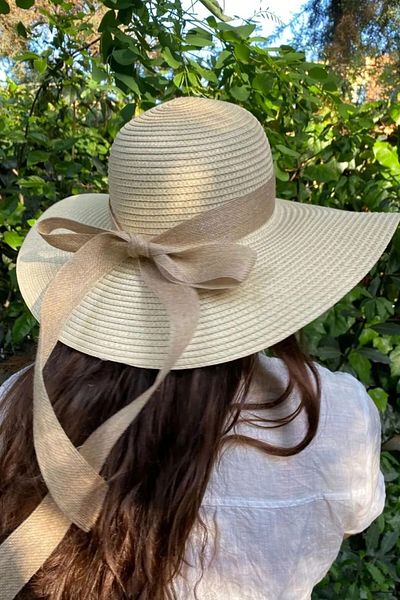 bacc Beige Jute Rope Bow Wide Straw Hat Bcnsv-2514232-32