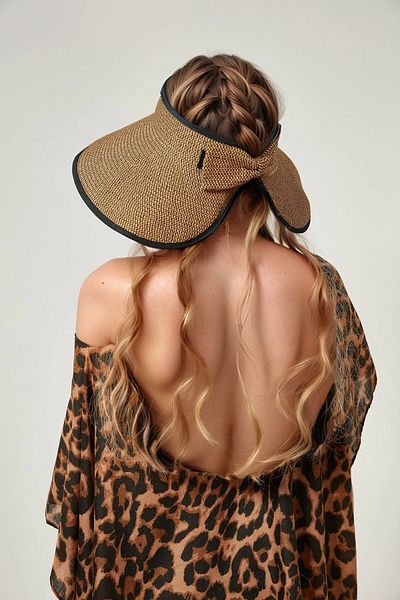 bacc Camel Bow Open Top Wide Straw Hat Bcnsv-2514530