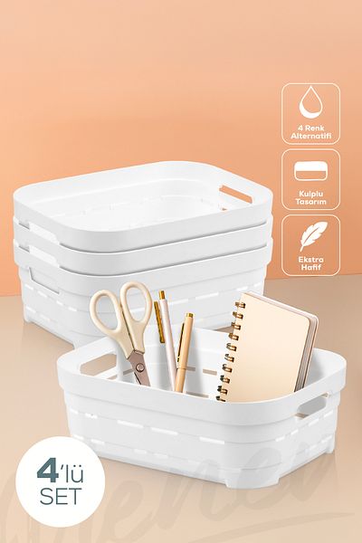 Vienev 4-Piece 2.8 Liter Perforated Storage Box White