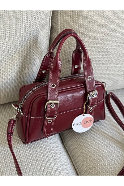 BAGLOVİS Hangers Adjustable Buckle Detail Burgundy Women's Shoulder Bag En25 Size15