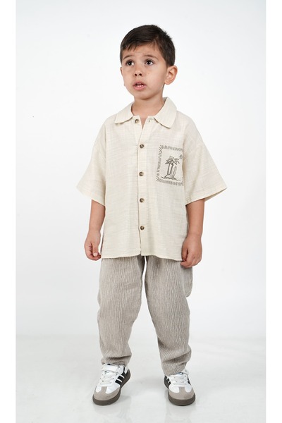 c.c.l. coccolin kids baby clup Αγόρι Oversize Λινό Παντελόνι με Πουκάμισο Σετ 2 τεμαχίων