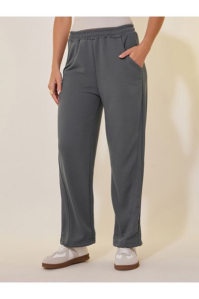 Styli Grey Solid Loose Wide Leg Pant