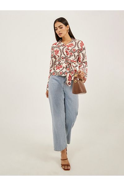 Styli Floral Print Regular Fit Wrap Top