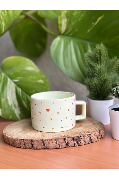 Cupova Yellow Mug with Heart, Valentine's Day, Birthday, Gift
