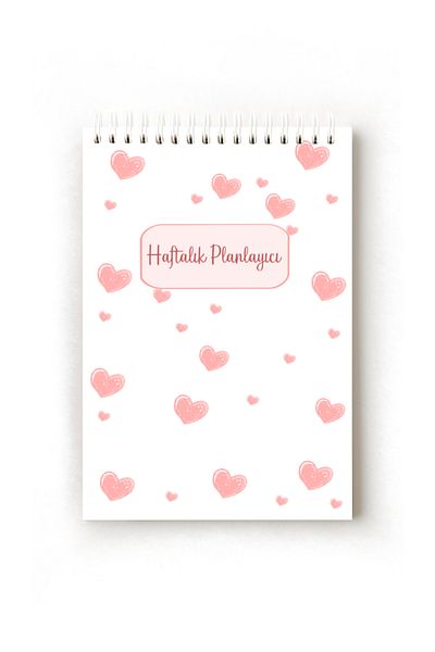 Handeto Kraft Heart Themed Turkish Weekly Planner, Weekly Planner, A5 Planner, Spiral Planner, Ring Binder