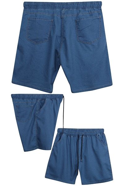 marufshop Ανδρικό τζιν σορτς με κορδόνια Lycra με σωματικό σχήμα Κατάλληλο για Μεγάλο Μέγεθος 120 - 157 κιλά