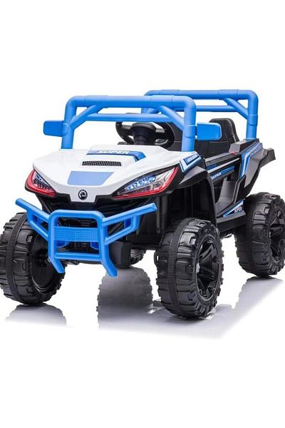 Baby Star Electric Car for Kids 12V 7AH × 1 30W 4 Motors with Music, Lights, Shock-Absorbing Wheels, Blue and