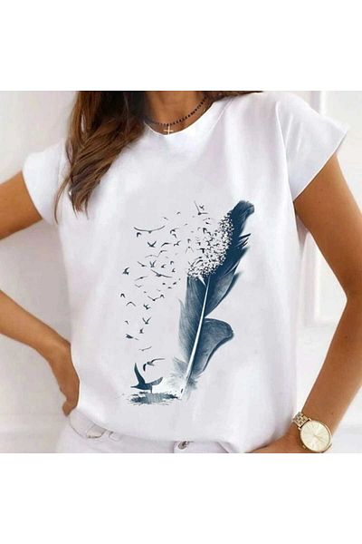 Intisimo Tricou damă, bumbac, Dream Feather, alb - L