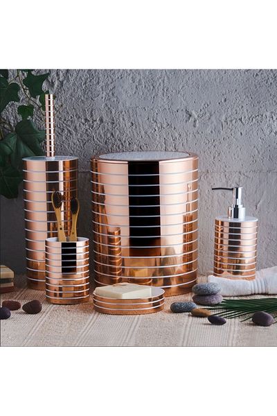 ALANYA HOME DECOR Σετ μπάνιου 5 τεμαχίων ροζ χρυσό Σετ μπάνιου 5 τεμαχίων ροζ χρυσό