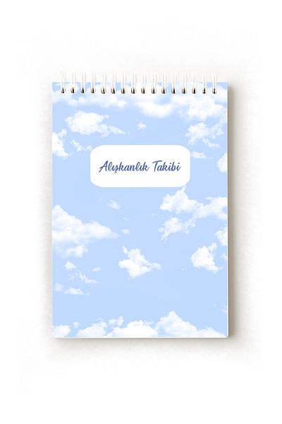 Handeto Kraft Cloud Themed Turkish Habit Tracker, A5 Habit Tracker, Routine Notebook, Planner, Planner
