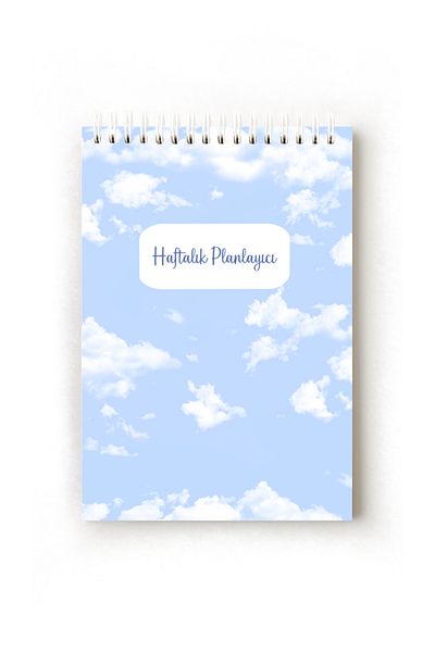 Handeto Kraft Cloud Themed Turkish Weekly Planner, Weekly Planner, A5 Planner, Spiral Planner, Ring Binder