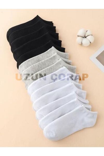 UZN SOCKS 20 Pairs Cotton Short Booties Socks |   Unisex |   Gray & White |   Anti-Sweat |   Suitable for Daily Use