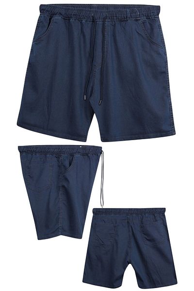 marufshop Men's Lycra Lace-Up Denim Shorts with a Fitted Fit Suitable for Large Sizes 120 - 157 Kilos