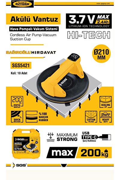 SGS Sgs5421 Akülü dijital göstergeli vakum vantuz 200kg taşıma kapasiteli