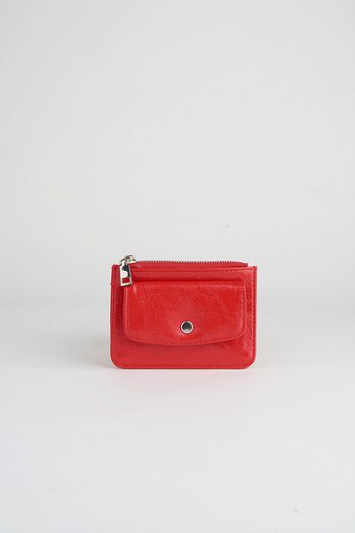 Vivaq Women's Red 6 Card Holder Compartment Faux Leather Card Holder with Zipper and Snap Closure