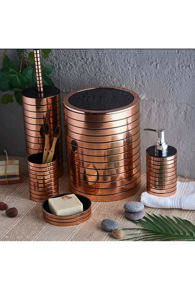 ALANYA HOME DECOR Σετ μπάνιου 5 τεμαχίων ροζ χρυσό Σετ μπάνιου 5 τεμαχίων ροζ χρυσό