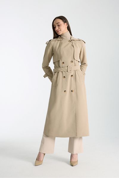 Soydan Güner Mink 5789 - Mid-Length Trench Coat with Water Repellent Features and Raglan Sleeves