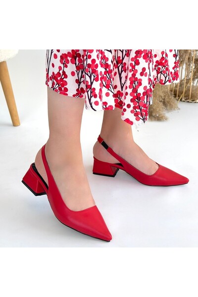 BESKAR Morji Red Skin Heeled Shoes