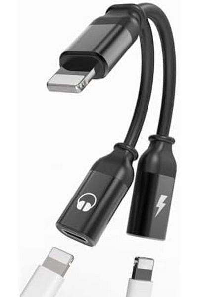 Generic Apple Certified Dual Lightning Headphone and Charging Adapter for iPhone 14 Pro Max, 13, 12, 11, SE,