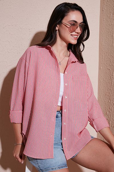 Lela Regular Fit Long Sleeve Pocket Striped Shirt Shirt 6772895