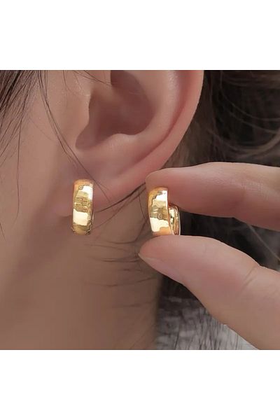 STEEL Textured Gold Hoop Earrings