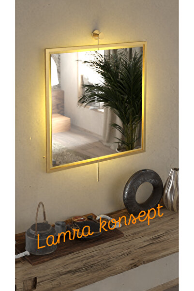 Lamra Dizayn Lamayna Ayna Led li Kablosuz Pilli Moderm Dekoratif Duvar Salon ...
