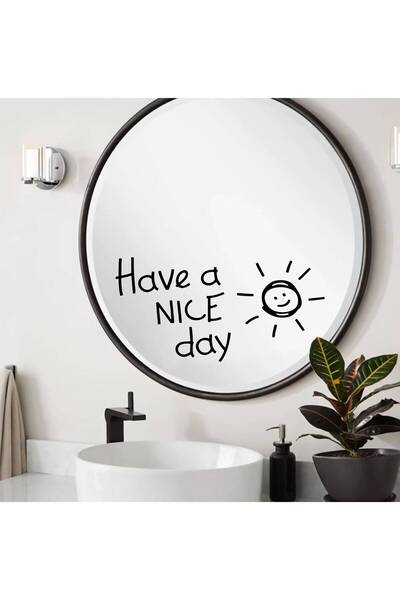 hediyenebak ملصق تزيين المرآة - يوم جميل - 20x10 سم