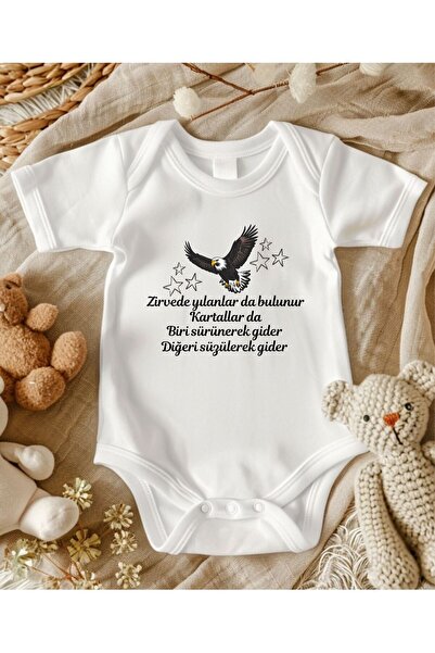 lupi Black and White Eagle Themed Baby Bodysuit