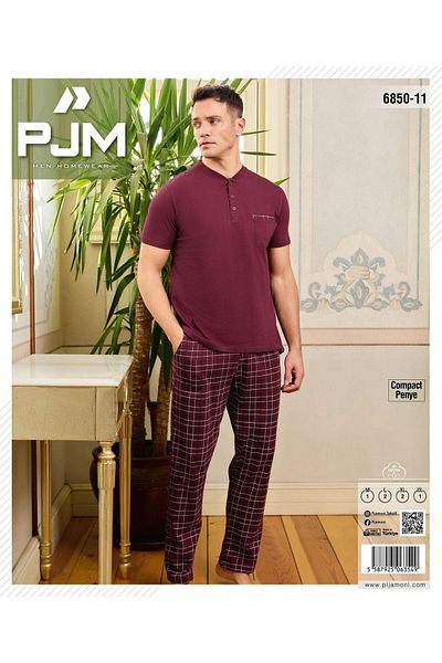 Pijamoni Ανδρικό σετ πιτζάμες με κοντό μανίκι με κουμπιά 6850/11 - 1 Τεμάχιο