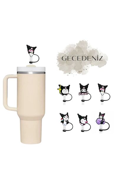 GECEDENİZ Straw Stopper Thermos Compatible Kuromi No3