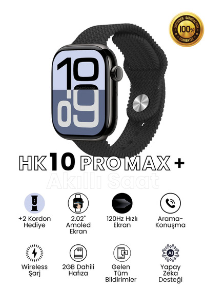 teknotrust HK10 ProMax Saatten Konuşma Watch10 Türkçe Dil 45Mm Arama Nabız Ta...