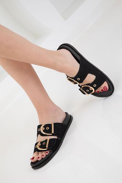 SOHO Black Suede Women's Slippers 20621