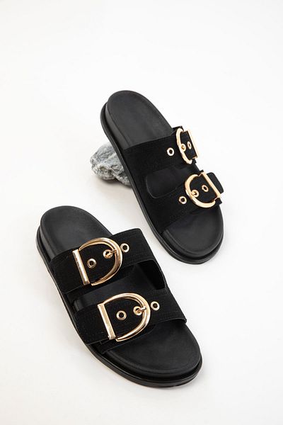 SOHO Black Suede Women's Slippers 20621