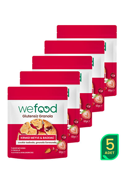 Wefood Glutensiz Granola Bites Kırmızı Meyve & Bademli 60 gr 5'li