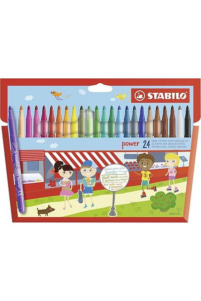 Stabilo Power - Felt Tip Crayons - Pack of 24 - Various Colors