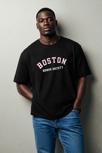 Trendyol Collection Big Size Black Oversize/Wide Cut City Printed 100% Cotton T-Shirt Tmnss23Ts00135